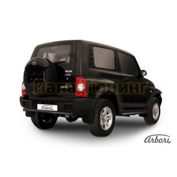 Защита заднего бампера чёрная сталь короткая 57 мм Slitkoff для Тагаз Tager 2008-2014