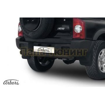 Защита заднего бампера чёрная сталь короткая 76 мм на 5 дверей Slitkoff для Тагаз Tager 2008-2014