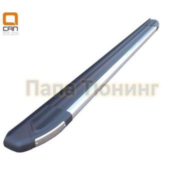 Пороги алюминиевые Brillant черные с нержавейкой для Ford Transit/Tourneo Custom 2013-