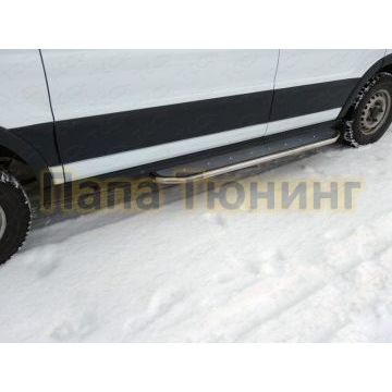 Порог с площадкой правый нержавеющий лист укороченный 42 мм ТСС для Ford Transit 2014-