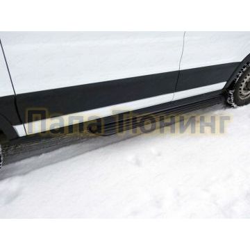Порог алюминиевый правый Slim Line Black 1720 мм ТСС для Ford Transit FWD L2 2014-