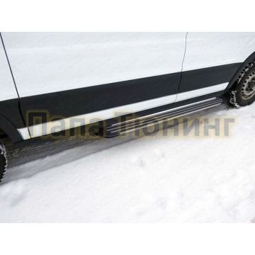Порог алюминиевый правый Slim Line Silver 1720 мм ТСС для Ford Transit FWD L2 2014-