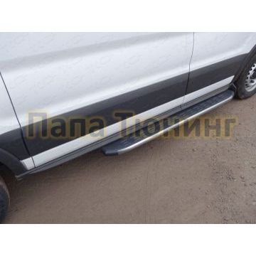 Порог алюминиевый ТСС с накладкой правый серый 1720 мм для Ford Transit 2014-