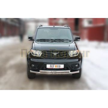 Защита передняя двойная 76-75х42 мм ALFeco для УАЗ Патриот 2014-