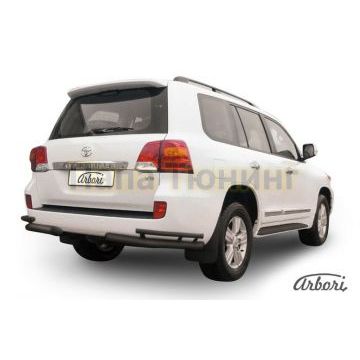 Защита задняя двойные уголки чёрная сталь 76-42 мм Slitkoff для Toyota Land Cruiser 200 2013-2015 Защита задняя двойные уголки чёрная сталь 76-42 мм Slitkoff для Toyota Land Cruiser 200 2013-2015
