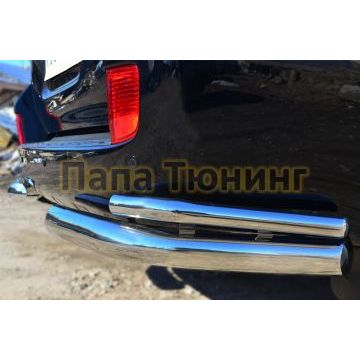 Защита задняя двойные уголки d76-d42 РусСталь для Toyota Land Cruiser 200 2012-2015