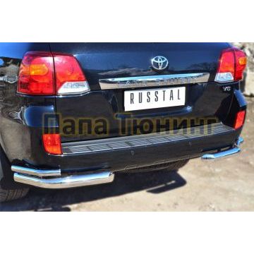 Защита задняя двойные уголки d76-d42 РусСталь для Toyota Land Cruiser 200 2012-2015