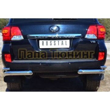 Защита задняя двойные уголки d76-d42 РусСталь для Toyota Land Cruiser 200 2012-2015