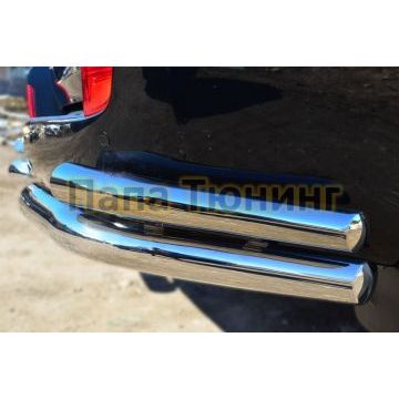 Защита задняя двойные уголки d76-d57  РусСталь для Toyota Land Cruiser 200 2012-2015