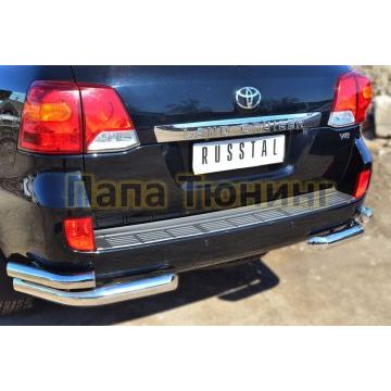 Защита задняя двойные уголки d76-d57  РусСталь для Toyota Land Cruiser 200 2012-2015