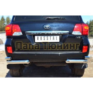 Защита задняя двойные уголки d76-d57  РусСталь для Toyota Land Cruiser 200 2012-2015