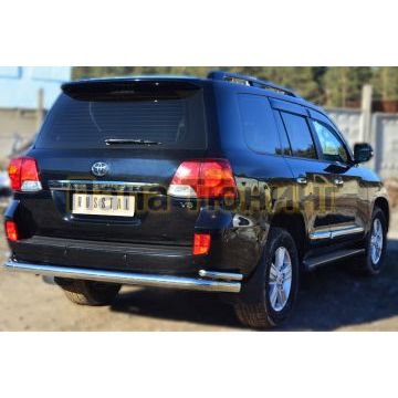 Защита задняя двойная с уголкамии d76-d42 РусСталь для Toyota Land Cruiser 200 2012-2015