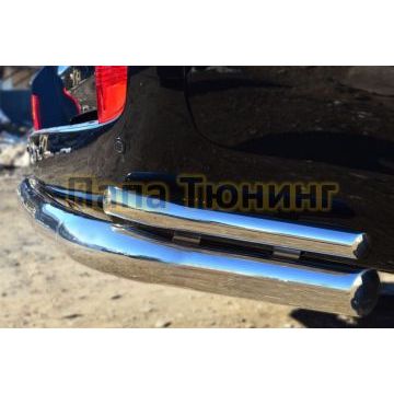 Защита задняя двойная с уголкамии d76-d42 РусСталь для Toyota Land Cruiser 200 2012-2015