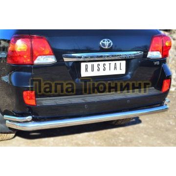 Защита задняя двойная с уголкамии d76-d42 РусСталь для Toyota Land Cruiser 200 2012-2015