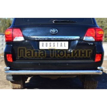 Защита задняя двойная с уголкамии d76-d42 РусСталь для Toyota Land Cruiser 200 2012-2015