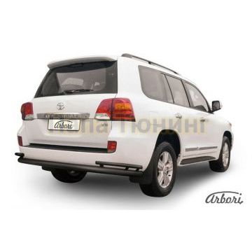 Защита заднего бампера чёрная сталь двойная 76-42 мм Slitkoff для Toyota Land Cruiser 200 2013-2015 Защита заднего бампера чёрная сталь двойная 76-42 мм Slitkoff для Toyota Land Cruiser 200 2013-2015