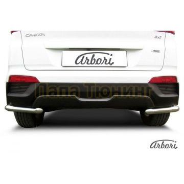 Защита задняя уголки чёрная сталь 57 мм на 4х4 Slitkoff для Hyundai Creta 2016-2021