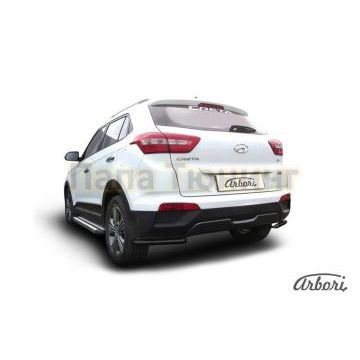 Защита задняя уголки чёрная сталь 42 мм на 4х4 Slitkoff для Hyundai Creta 2016-2021