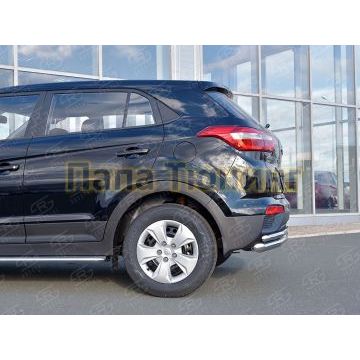Защита заднего бампера двойная d57-d42 РусСталь для Hyundai Creta 2016-2021