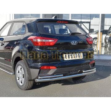 Защита заднего бампера двойная d57-d42 РусСталь для Hyundai Creta 2016-2021