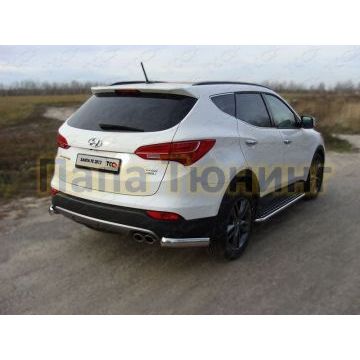 Защита заднего бампера уголки 75х42 мм ТСС для Hyundai Santa Fe 2012-2015 Защита заднего бампера уголки 75х42 мм ТСС для Hyundai Santa Fe 2012-2015