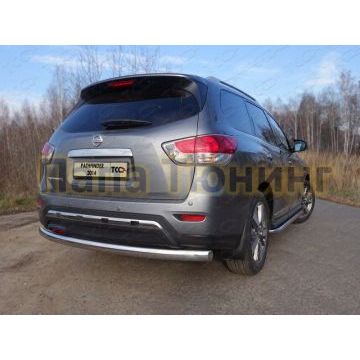 Защита заднего бампера овальная 75х42 мм ТСС для Nissan Pathfinder 2014-