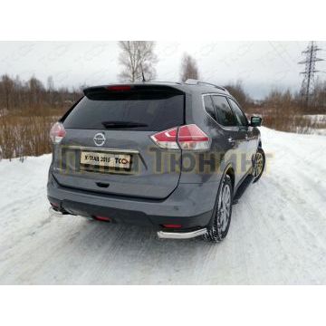Защита заднего бампера уголки 60 мм ТСС для Nissan X-Trail 2015-2018