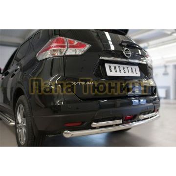 Защита заднего бампера двойная d57-d42х РусСталь для Nissan X-Trail 2015-2018