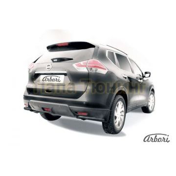 Защита задняя уголки чёрная сталь 57 мм Slitkoff для Nissan X-Trail T32 2015-2018