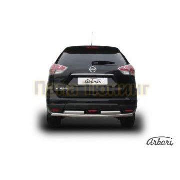 Защита заднего бампера двойная 57-57 мм Slitkoff для Nissan X-Trail T32 2015-2018