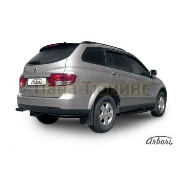 Защита задняя уголки чёрная сталь 57 мм Slitkoff для SsangYong Kyron 2007-2015