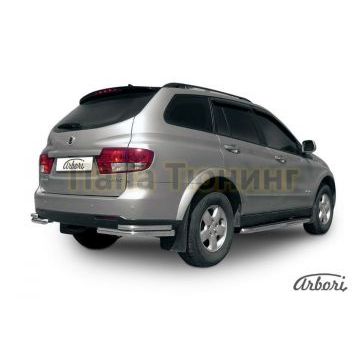 Защита задняя двойные уголки 57-42 мм Slitkoff для SsangYong Kyron 2007-2015