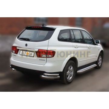 Защита задняя двойные уголки 76-50 мм ALFeco для Ssangyong Kyron 2007-2015