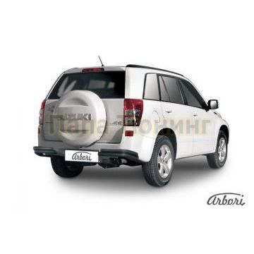 Защита задняя двойные уголки чёрная сталь 57-42 мм Slitkoff для Suzuki Grand Vitara 2008-2011