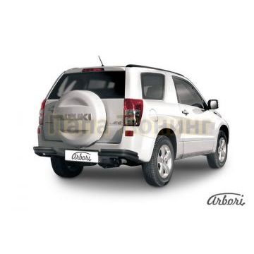 Защита задняя двойные уголки чёрная сталь 57-42 мм на 3 двери Slitkoff для Suzuki Grand Vitara 2008-2011