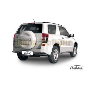 Защита заднего бампера чёрная сталь волна 57 мм на 3 двери Slitkoff для Suzuki Grand Vitara 2008-2011