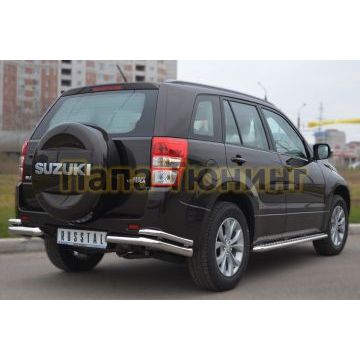 Защита задняя двойные уголки d57-d42 РусСталь для Suzuki Grand Vitara 2012-2015