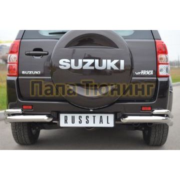 Защита задняя двойные уголки d57-d42 РусСталь для Suzuki Grand Vitara 2012-2015