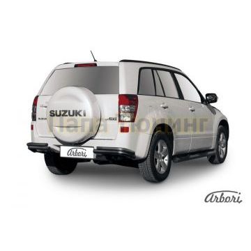 Защита задняя двойные уголки чёрная сталь 57-42 мм Slitkoff для Suzuki Grand Vitara 2012-2015 Защита задняя двойные уголки чёрная сталь 57-42 мм Slitkoff для Suzuki Grand Vitara 2012-2015
