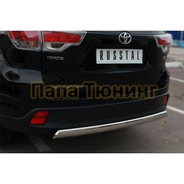 Защита заднего бампера овальная 75х42 мм РусСталь для Toyota Highlander 2014-2016