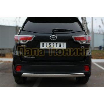 Защита заднего бампера овальная 75х42 мм РусСталь для Toyota Highlander 2014-2016