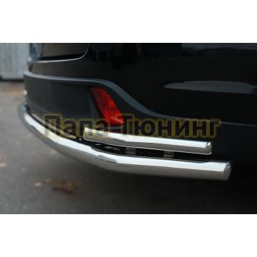 Защита заднего бампера двойная d57-d42 РусСталь для Toyota Highlander 2014-2016