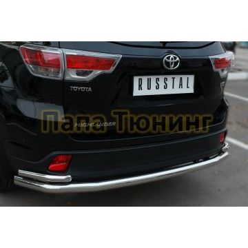 Защита заднего бампера двойная d57-d42 РусСталь для Toyota Highlander 2014-2016