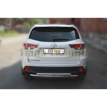 Защита заднего бампера двойная 60-42 мм ALFeco для Toyota Highlander 2014-2016