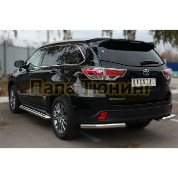 Защита задняя уголки d57 РусСталь для Toyota Highlander 2014-2016