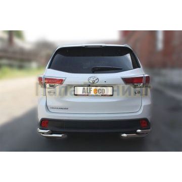 Защита задняя двойные уголки 60-50 мм ALFeco для Toyota Highlander 2014-2016