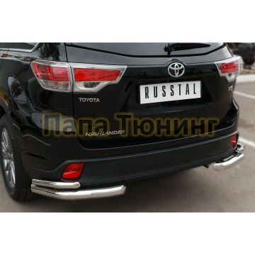 Защита задняя двойные уголки d57-d42 РусСталь для Toyota Highlander 2014-2016