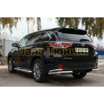 Защита задняя двойные уголки d57-d42 РусСталь для Toyota Highlander 2014-2016