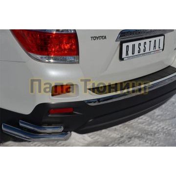 Защита задняя двойные уголки d57-d42 РусСталь для Toyota Highlander 2010-2014