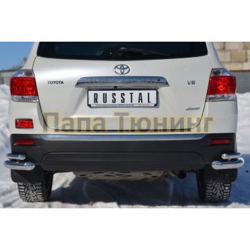 Защита задняя двойные уголки d57-d42 РусСталь для Toyota Highlander 2010-2014